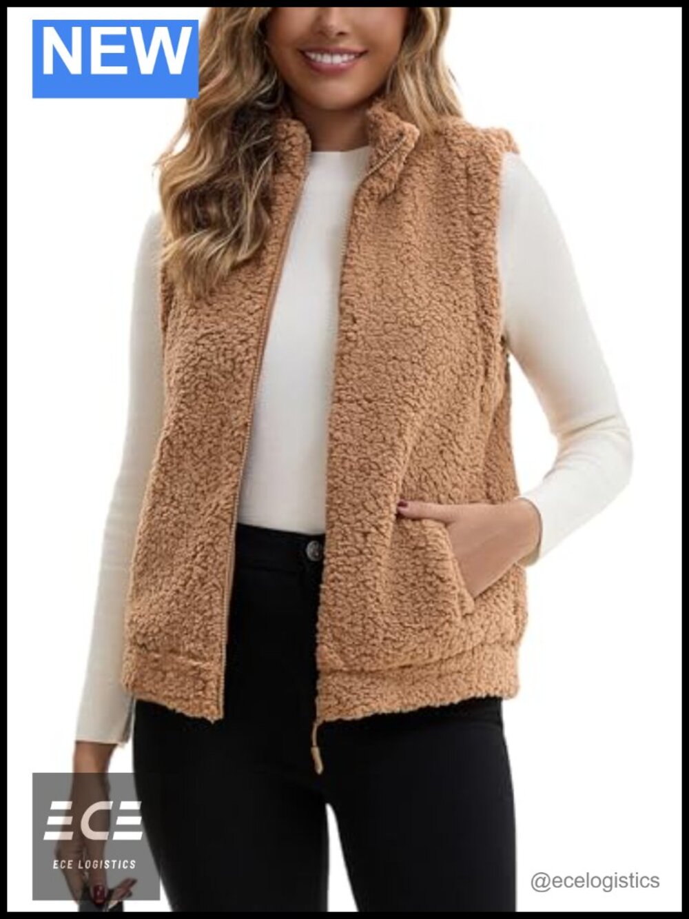 Fleece Sherpa Vest Zip Up Sleeveless Outerwear Coat for Winter Fall Casual